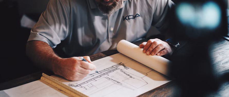Architect drafting floorplan